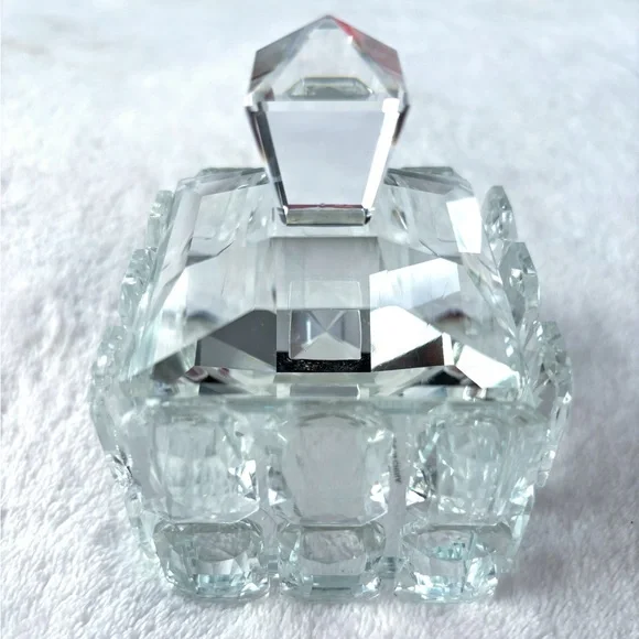 ✨SOLID CRYSTAL TRINKET BOX CRYSTAL VANITY HOLLYWOOD REGENCY DECOR✨
